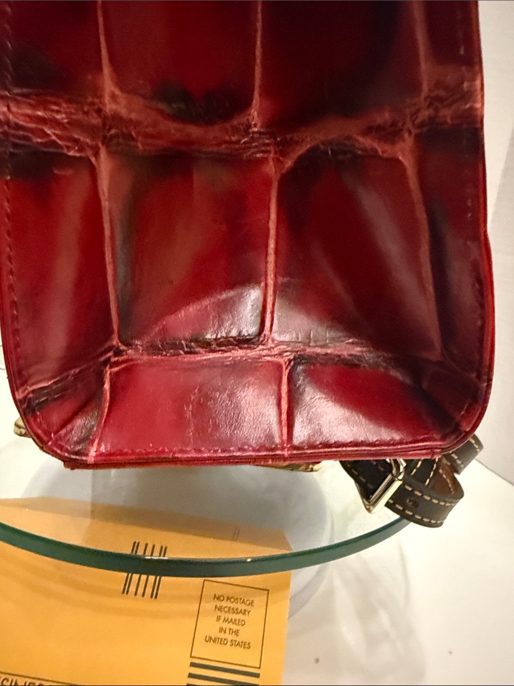 NWT Dooney & Bourke Red Croc-Embossed Tote with Dark Brown Trim - Picture 7 of 10